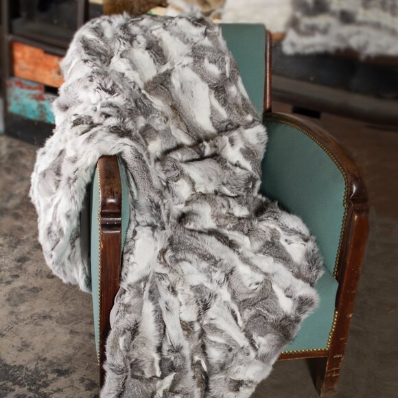 Natural Home Decor Classic Rabbit Throw | 1-Piece | Grey | 50"x60" - Picture 2 of 3